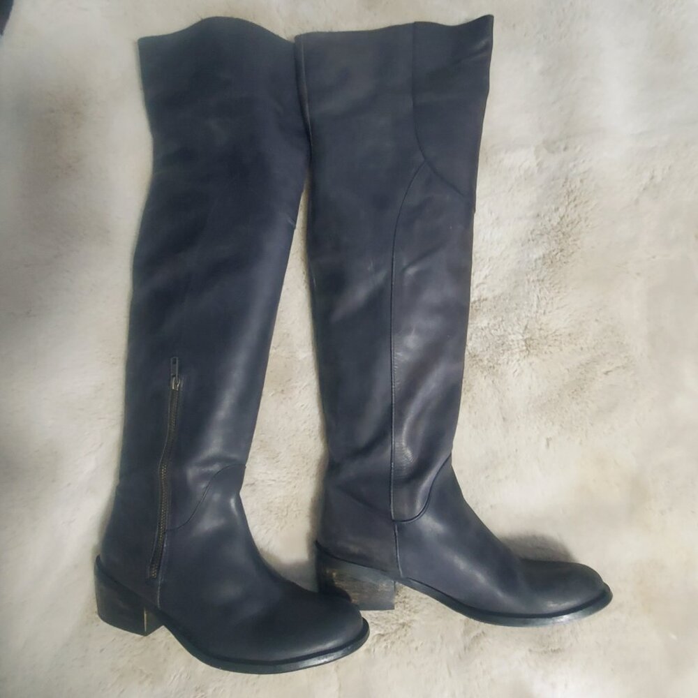 Bronx Leather Knee High Black Riding Boots Size 38 (7) - Picture 5 of 12